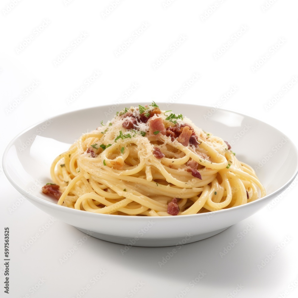 Carbonara Isolated on White .Generative AI