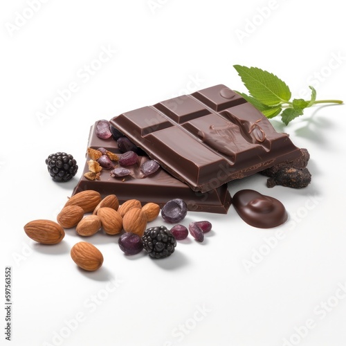 Chocolate Isolated on White .Generative AI