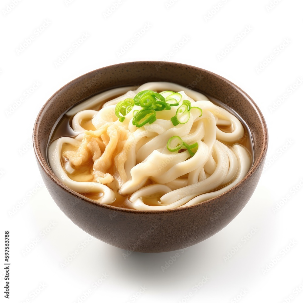 Udon Isolated on White .Generative AI Udon Isolated on White .Generative AI