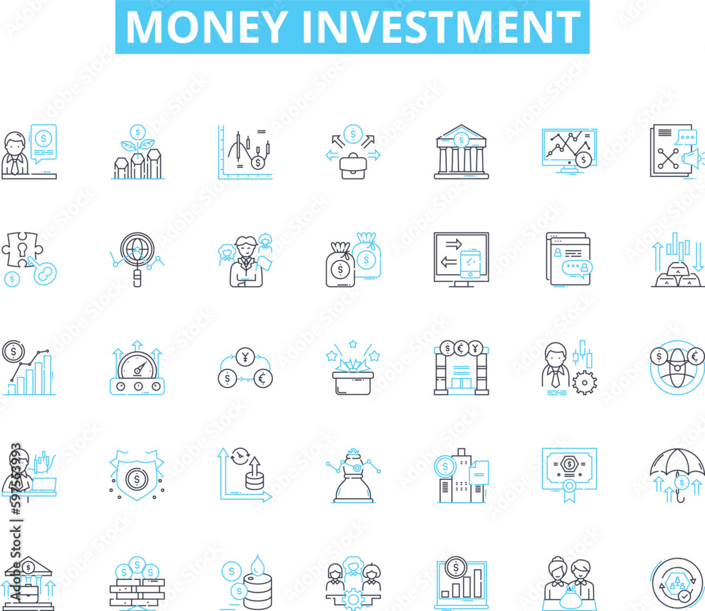 Money investment linear icons set. Portfolio, Securities, Bonds, Shares, Equity, Returns, Liquidity line vector and concept signs. Diversification,Compound,Capital outline illustrations Generative AI Money investment linear icons set. Portfolio, Securities, Bonds, Shares, Equity, Returns, Liquidity line vector and concept signs. Diversification,Compound,Capital outline illustrations Generative AI