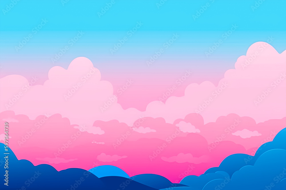 Pink and blue clouds on a blue sky background. Generative AI Pink and blue clouds on a blue sky background. Generative AI