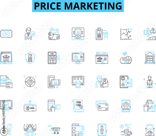 Price marketing linear icons set. Pricing, Value, Discounts, Promotions, Revenue, Costs, Rates line vector and concept signs. ROI,Elasticity,Bargains outline illustrations Generative AI