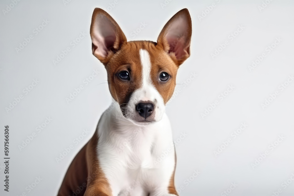 Basenji Dog Puppy On White Background. Generative AI Basenji Dog Puppy On White Background. Generative AI