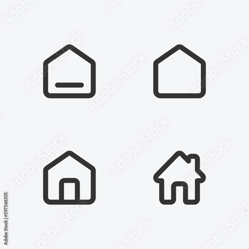 Set of home button vector icon. Black home page icon. Home button linear icon, vector illustration