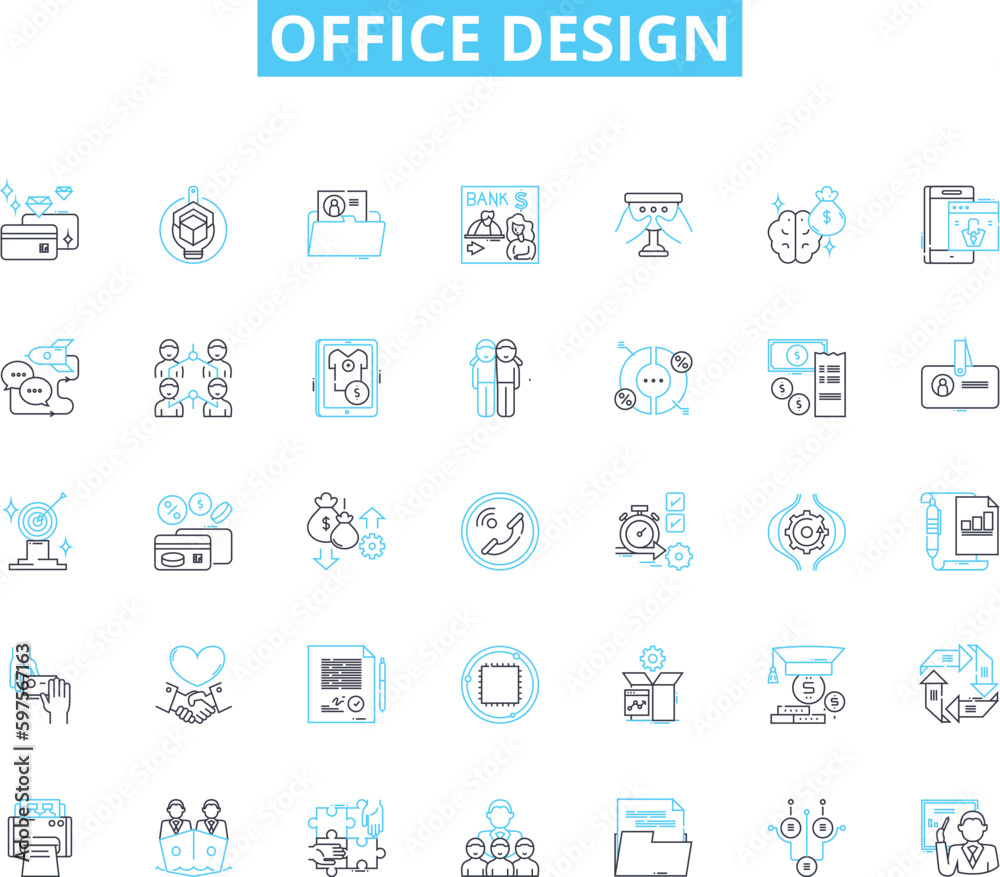 office design linear icons set. Productivity, Efficiency, Collaboration, Space, Lighting, Ergonomics, Sustainability line vector and concept signs. Flexibility,Privacy,Comfort outline illustrations office design linear icons set. Productivity, Efficiency, Collaboration, Space, Lighting, Ergonomics, Sustainability line vector and concept signs. Flexibility,Privacy,Comfort outline illustrations