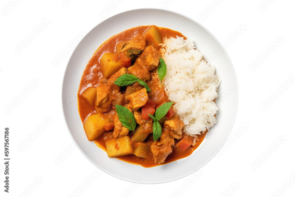 Chicken And Vegetable Curry On A White Plate. Gluten-Free Food On Isolated Transparent Background, Png. Generative AI Chicken And Vegetable Curry On A White Plate. Gluten-Free Food On Isolated Transparent Background, Png. Generative AI