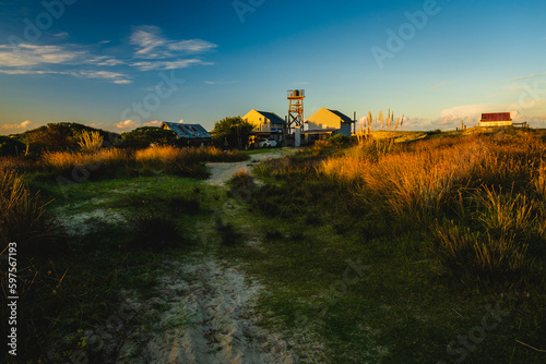 cabo polonio national Park Uruguay sand dune beach ocean sea desert at sunset off grid house isolated  photo