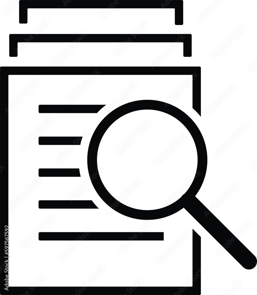 search file icon, research vector search file icon, research vector