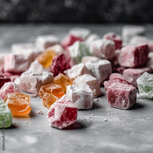 Delicious Turkish Delight on a Plate, Sweet Confectionery, AI Generated