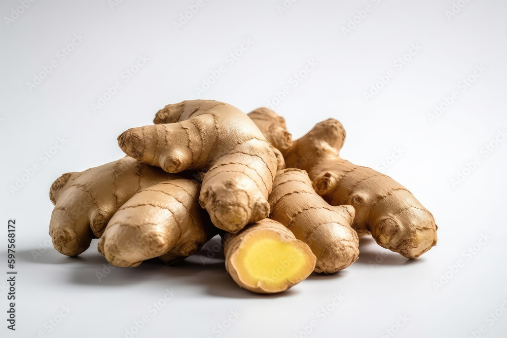 Ginger On White Background. Generative AI Ginger On White Background. Generative AI