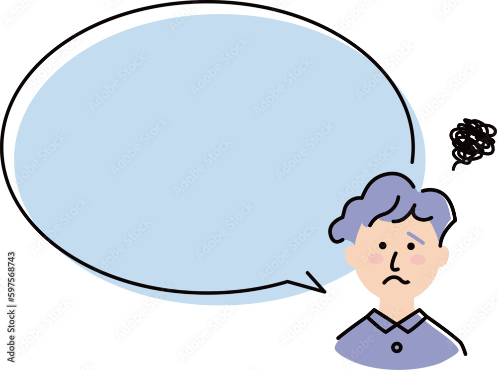 This illustration shows a curly-haired boy with a large speech balloon and a troubled face. This illustration shows a curly-haired boy with a large speech balloon and a troubled face.