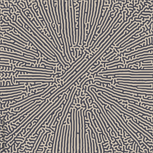 Radial Turing Pattern Reaction Diffusion Texture Vector Abstract Background. Mental Disorder Hallucinations Concept. Crazy Psychedelic Acid Trip Hypnotic Abstraction. Intricate Lines Complex Structure