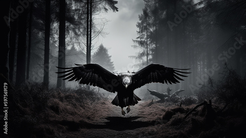 águia poderosa em floresta  photo
