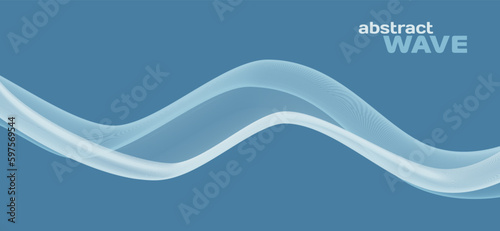 Transparent wave on dull blue background. Vector graphics
