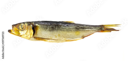 Fototapeta Naklejka Na Ścianę i Meble -  Delicious smoked fish on a white isolated background