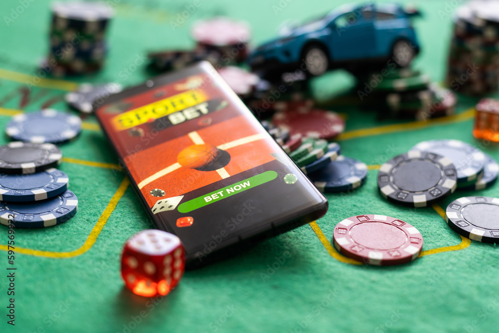 smartphone with betting on sports, casino, toy car smartphone with betting on sports, casino, toy car