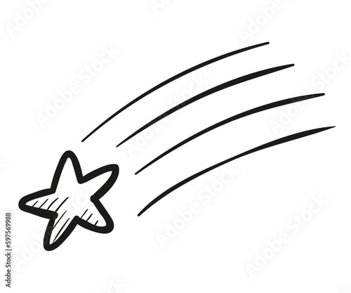 Shooting star. Hand drawn vector illustration