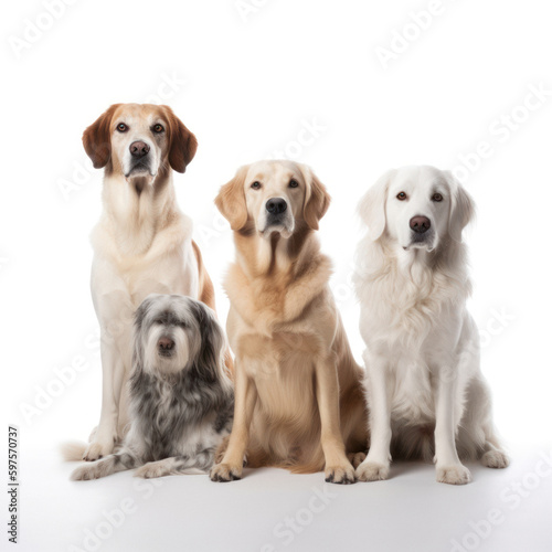 Various Dog Breeds Posing on a White Background © Georg Lösch