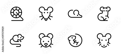 Mice rat mouse icon. flat vector and illustration, graphic, editable stroke. Suitable for website design, logo, app, template, and ui ux. © Tanjil Arafat