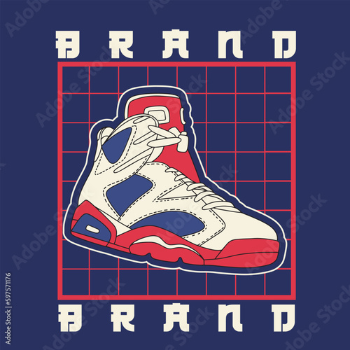 Sneaker shoes. Concept. Flat design. Vector illustration. Sneakers in flat style. Sneakers side view. Fashion sneakers.	
