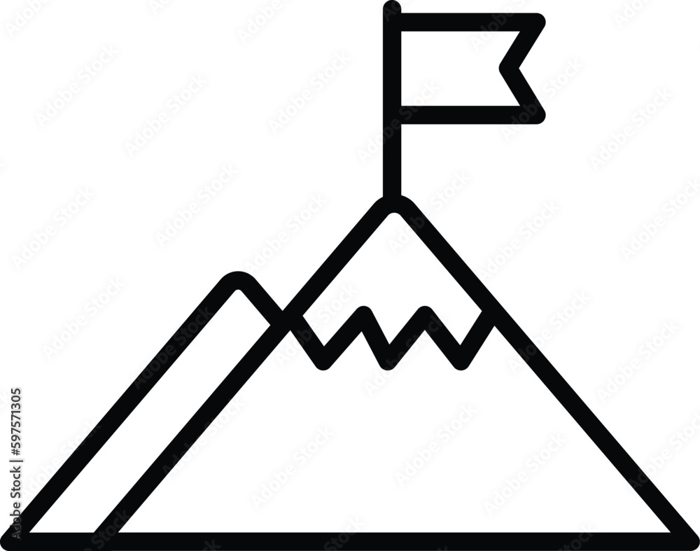 Fototapeta premium mission, mountain with flag icon vector