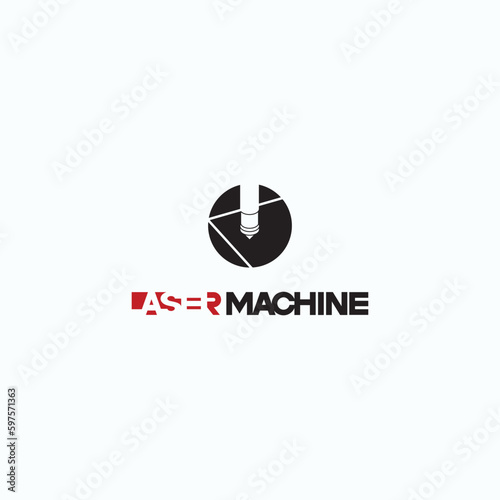 
Illustration consisting of an image of a laser cutting machine in the form of a symbol or logo