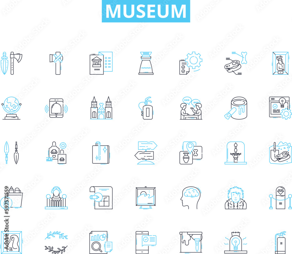 Museum linear icons set. Artifacts, Exhibits, Gallery, Archaeology, History, Memorabilia, Sculpture line vector and concept signs. Antiquities,Collections,Architecture outline illustrations Museum linear icons set. Artifacts, Exhibits, Gallery, Archaeology, History, Memorabilia, Sculpture line vector and concept signs. Antiquities,Collections,Architecture outline illustrations