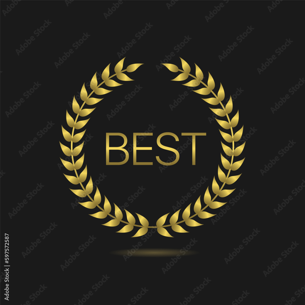 Naklejka premium Best golden laurel wreath vector label