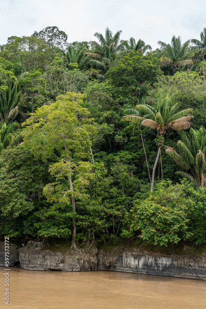 Rocks, amazonian river and jungle in the area of colombian amazon Rocks, amazonian river and jungle in the area of colombian amazon
