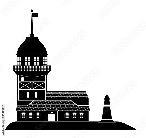 Photography Maidens tower symbol illustration, black on white background