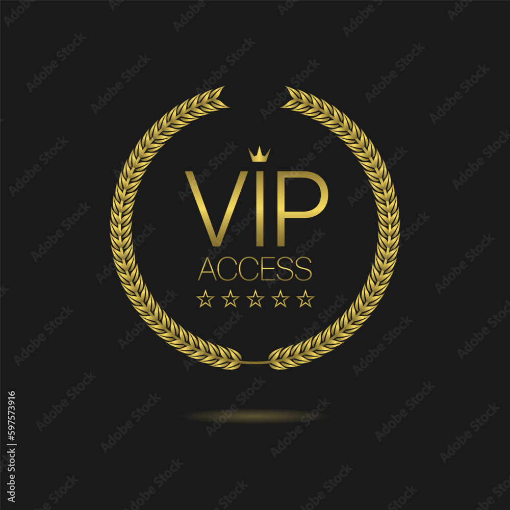 Fototapeta premium Vip member golden laurel wreath vector label
