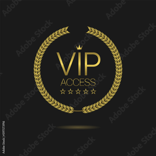 Vip member golden laurel wreath vector label