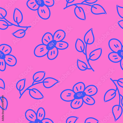 Modern abstract flower pattern design. Hand drawn vector floral design illustration. Trendy organic seamless pattern