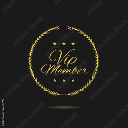 Vip member golden laurel wreath vector label