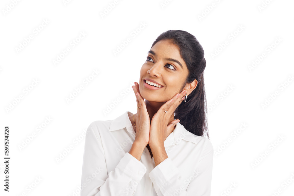 Happily surprised young business woman's portrait isolated on white. Happily surprised young business woman's portrait isolated on white.
