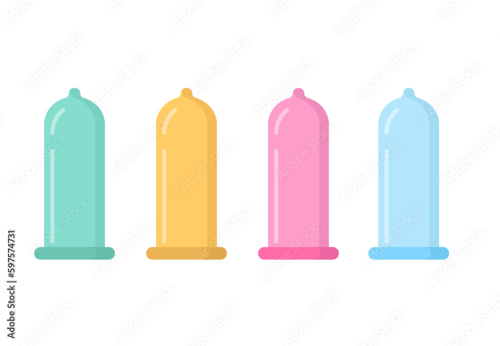 Condom set isolated on white background. Vector illustration Condom set isolated on white background. Vector illustration