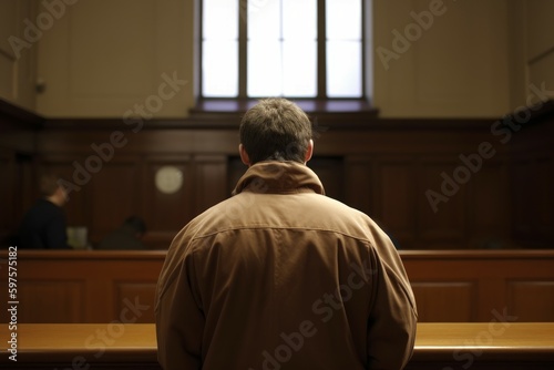 Back view defendant court. Generate Ai photo