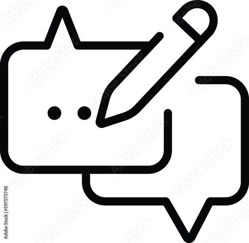 advice icon, message bubble with pencil icon vector