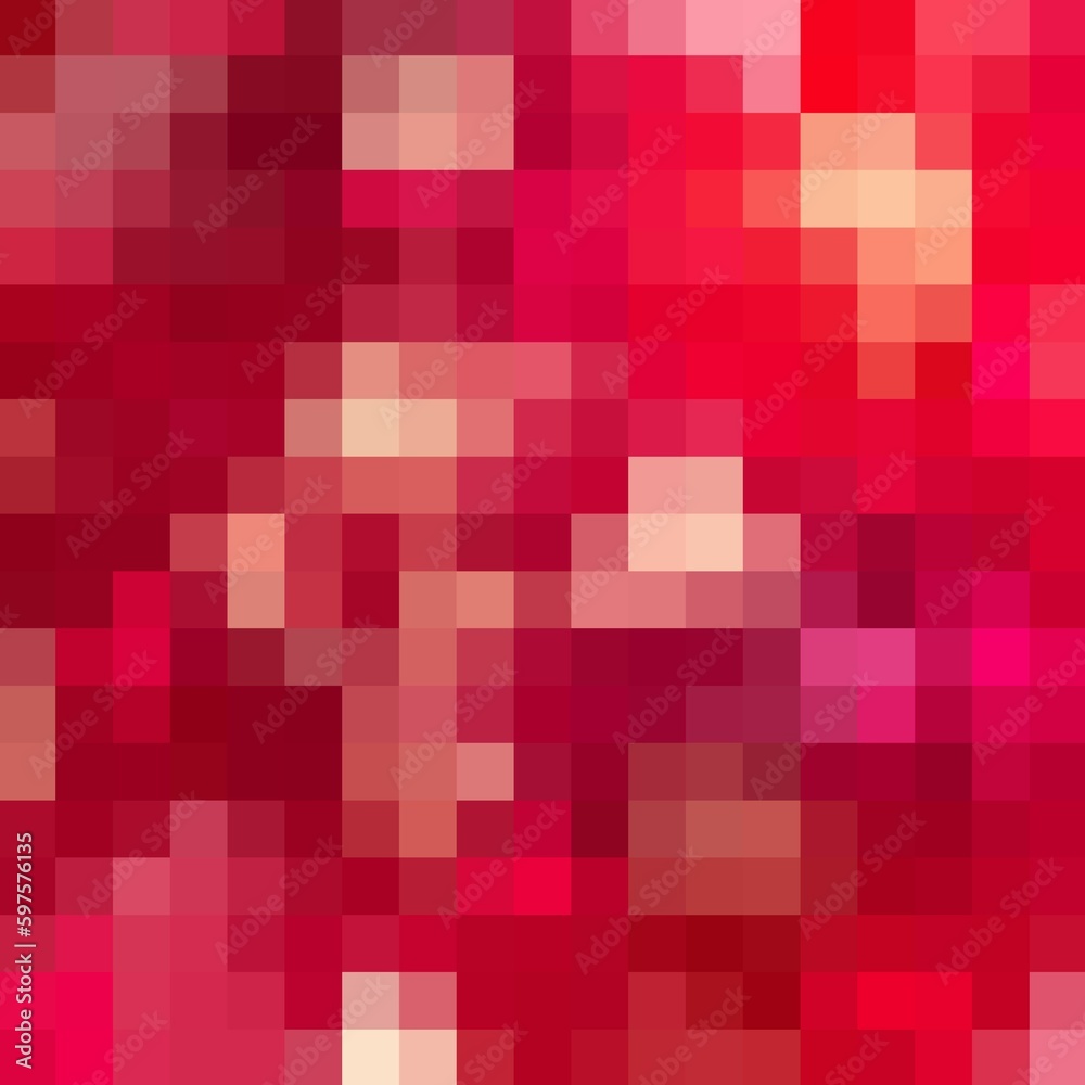 Red pixel background, pattern, hexagon wallpaper. Vector illustration.