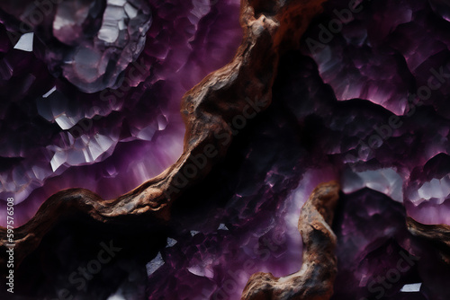 AI generated seamless texture background of Amethyst mineral.