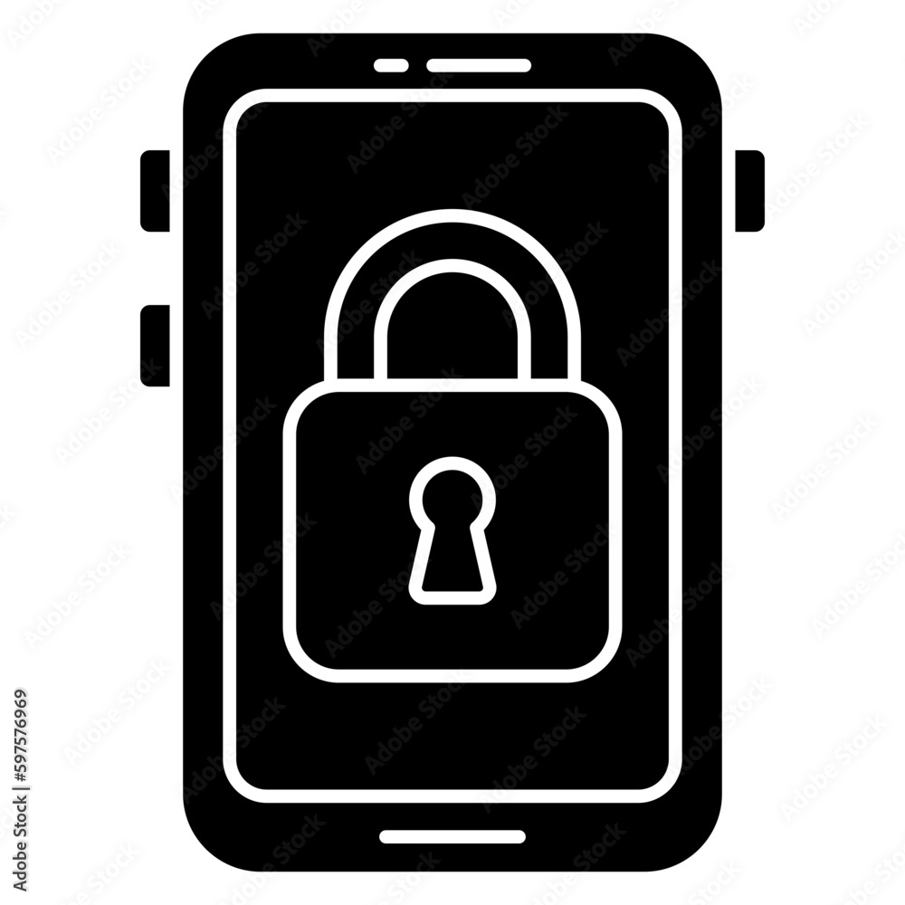 Conceptual flat design icon of mobile security Conceptual flat design icon of mobile security