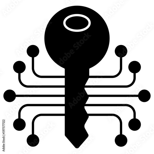 Editable design icon of encrypted key