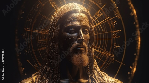 Jesus força do universo consciência conectada ao sol, simbolo da fé cristã