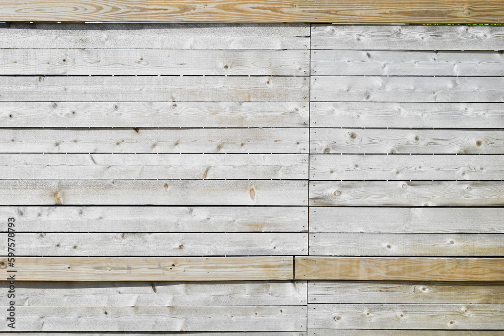 Obraz premium Horizontal weathered wood fence slats