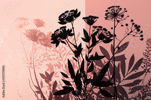 flower silhouette on pastel background 