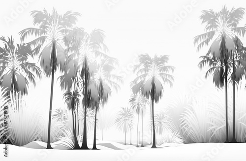 grey palms on white background with space background
