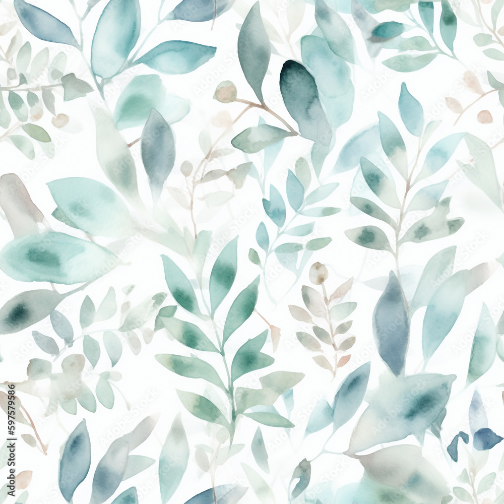 foliage texture, watercolor, seamless pattern,
 generative ai