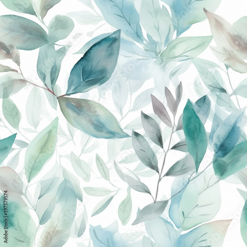 foliage texture, watercolor, seamless pattern, generative ai