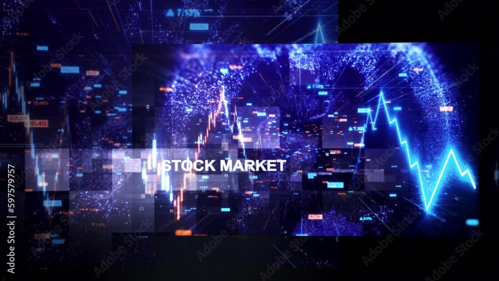 Stock Market. No Header Text. Digital Visualization of Stocks and Markets. 4K, 422 ProRes HQ.