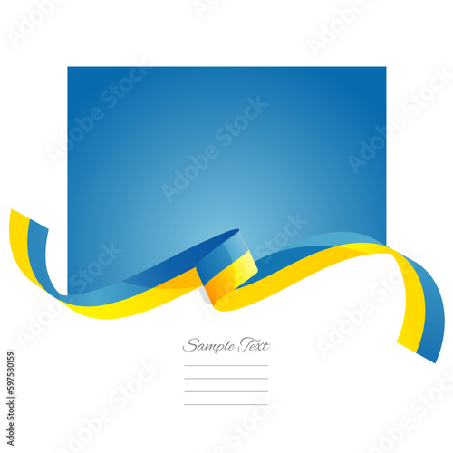 Ukraine flag vector. World flags and ribbons. Ukrainian flag ribbon on abstract color background